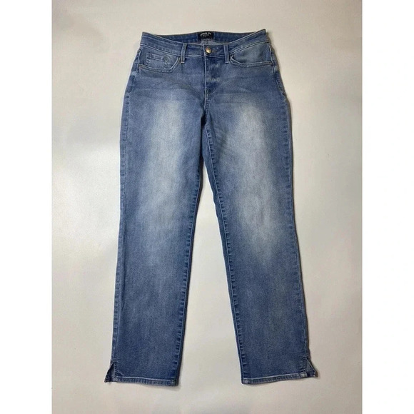 Curves 360 By NYDJ Shape Slim Straight Jeans With Side Slits - Size 2 Regular - Picture 2 of 8